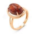 Кольцо из золочёного серебра с прес. нат. янтарём 