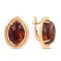 Серьги из золочёного серебра с прес. нат. янтарём 