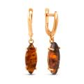 Серьги из золочёного серебра с прес. нат. янтарём