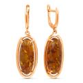 Серьги из золочёного серебра с прес. нат. янтарём