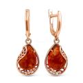 Серьги из золочёного серебра с прес.нат. янтарём