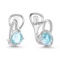 Серьги из серебра с нат.sky топазом и фианитами родированные