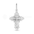 Крест нательный из серебра с фианитами родированный