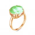 Кольцо из золочёного серебра с кристаллом Swarovski Светло-зелёный - фото