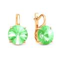 Серьги из золочёного серебра с кристаллами Swarovski Светло-зелёный