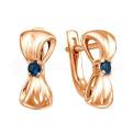 Серьги из золочёного серебра с синими фианитами - Банты