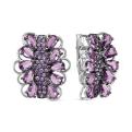 Серьги из серебра с пл.кварцем аметист и фианитами родированные