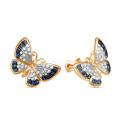 Серьги-пусеты Бабочки из золочёного серебра с фианитами