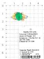 Кольцо из серебра с реконстр. зелёным агатом, фианитами и золочением родированное