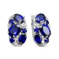 Серьги из серебра с кварцем сапфир и фианитами родированные