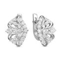 Серьги из серебра с фианитами родированные