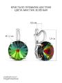 Серьги из серебра с кристаллами Премиум Австрия зелёный мистик родированные
