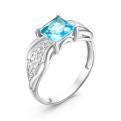 Кольцо из серебра с пл.кварцем цв.swiss топаз и фианитами родированное
