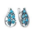 Серьги из серебра с голубыми фианитами родированные