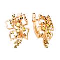 Серьги из золочёного серебра с желтыми фианитами