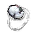 Кольцо из серебра с нат.перламутром родированное - Камея
