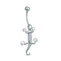 Пирсинг из серебра с фианитами родированный - Ящерица (подвижное тело)