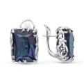 Серьги из серебра с синт.александритом родированные