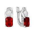 Серьги из серебра с кварцем гранат и фианитами родированные