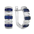 Серьги из серебра с синими фианитами родированные