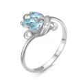 Кольцо из серебра с пл.кварцем цв.топаз и фианитами родированное