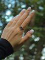 Кольцо из золочёного серебра с пл. кварцем цв. мистик и фианитами - фото №3