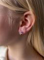Серьги детские из золочёного серебра с эмалью и фианитами - Фиалки