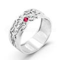Кольцо из серебра с корундом рубин родированное