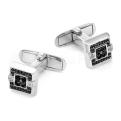 Запонки мужские из серебра с фианитами родированные