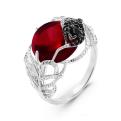 Кольцо из серебра с кварцем гранат и фианитами родированное