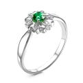 Кольцо из серебра с кварцем изумруд родированное