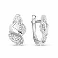 Серьги из серебра с фианитами родированные