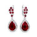 Серьги из серебра с кварцем гранат и фианитами родированные