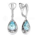 Серьги из серебра с нат. топазом Sky родированные