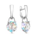Серьги из серебра с пл.кварцем цв.радужный родированные (2 в 1)