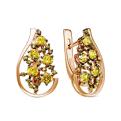 Серьги из золочёного серебра с желтыми фианитами
