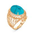 Кольцо из золочёного серебра с рек.бирюзой