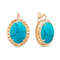 Серьги из золочёного серебра с рек.бирюзой