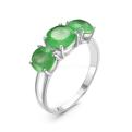 Кольцо из серебра с пл.кварцем цв.зеленый агат родированное