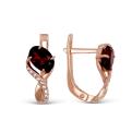 Серьги из золочёного серебра с нат.гранатом и фианитами