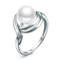 Кольцо из серебра с культивированным жемчугом родированное