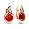 Серьги из золочёного серебра с прес нат.янтарем и фианитами