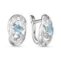 Серьги из серебра с нат.топазом sky и фианитами родированные