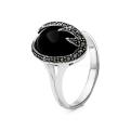 Кольцо из чернёного серебра с марказитами и нат.ониксом