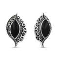 Серьги из чернёного серебра с нат. ониксом и марказитами