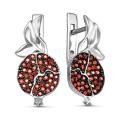 Серьги из серебра с фианитами родированные - Гранаты