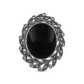 Кулон-Брошь из чернёного серебра с нат.ониксом и марказитами