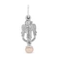 Подвеска из серебра с культ.розовым жемчугом родированная