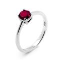 Кольцо из серебра с нат.рубином родированное