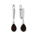 Серьги из серебра с нат.гранатом родированные